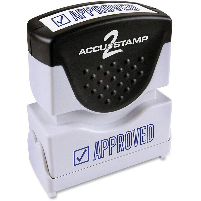 ACCUSTAMP2 035575 Pre-Inked Shutter Stamp with Microban, Blue, Approved, 1 5/8 x 1/2 - Image 1
